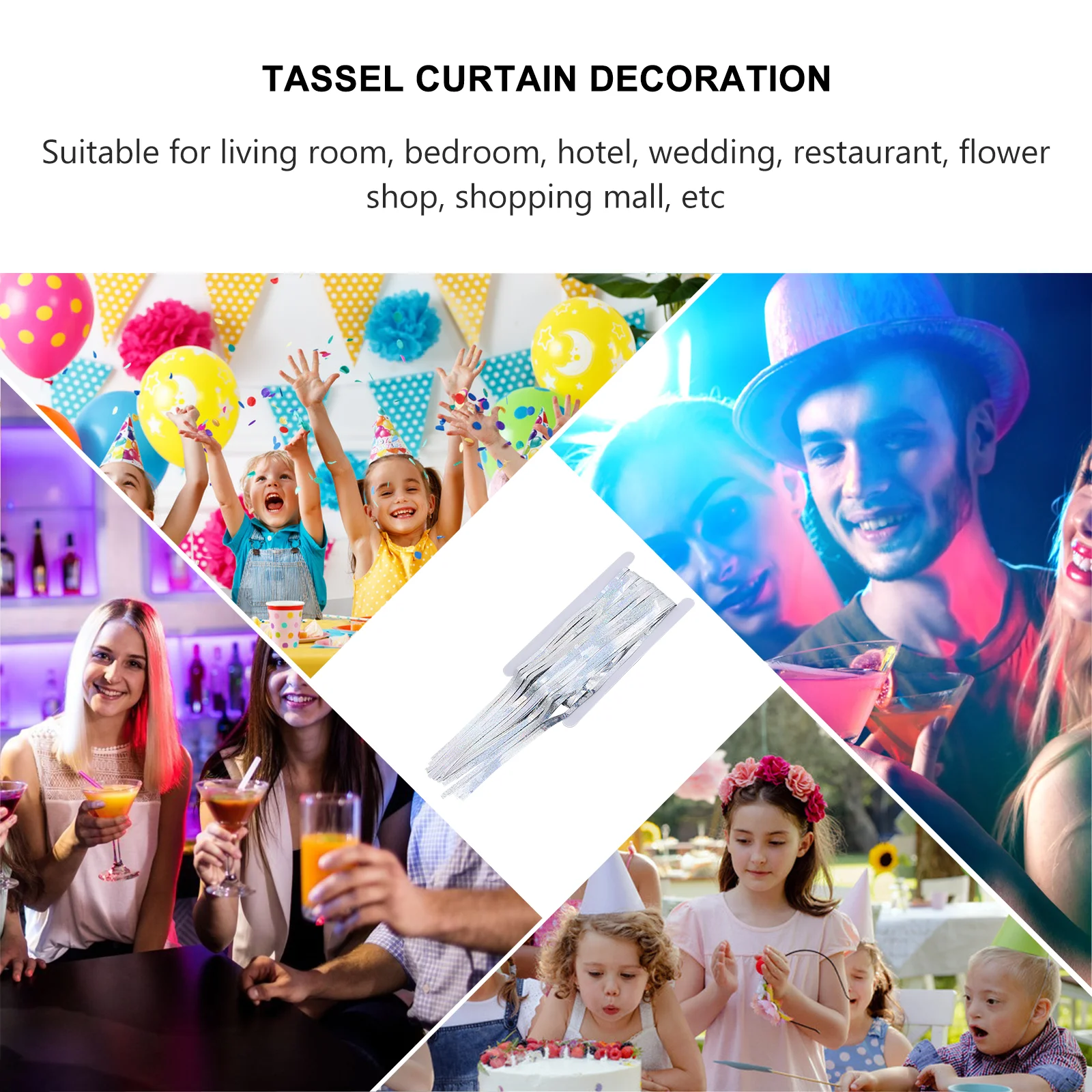

Door Streamers Curtain Laser Rain Curtains Tassel Stage Background Prop Iridescent