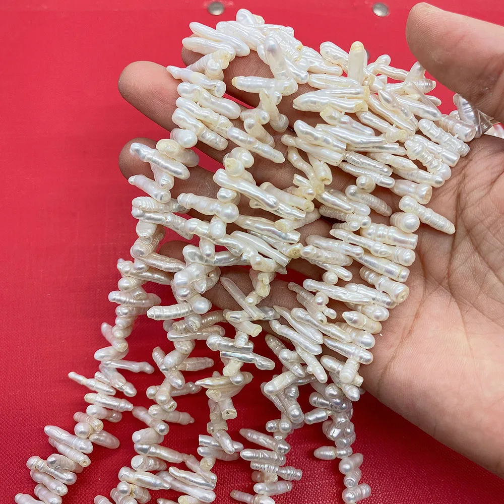 Natural Freshwater Pearls Toothpick Shape White Pearl Beads DIY Jewelry Making Elegant Jewelry Gifts for Women Size 3x10-5x20mm