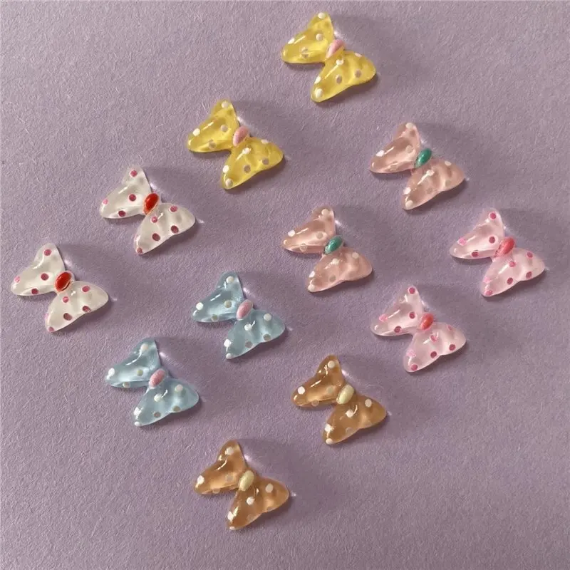 30/50/100Pcs, 10*12mm, Bow Tie, Polka Dot Bow, Macarons, DIY, Nail Accessories, Cute, Stereo, Nail Accessories,