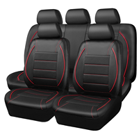 Universal Leather Car Seat Covers Red Simple Waterproof 5 Seat Car Seat Cover