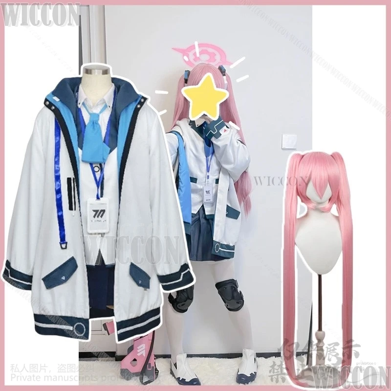 Anime Game Blue Archive Cosplay Kurosaki Koyuki Costume JK School Uniform Wear Coat Dress Lolita Wigs For Girls Woman Customized