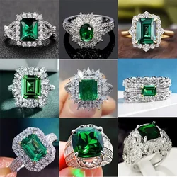 2026 New Luxury High End Party Women's Ring Bright Green Oval Crystal Noble  Retro Style Accessories Gorgeous Gift