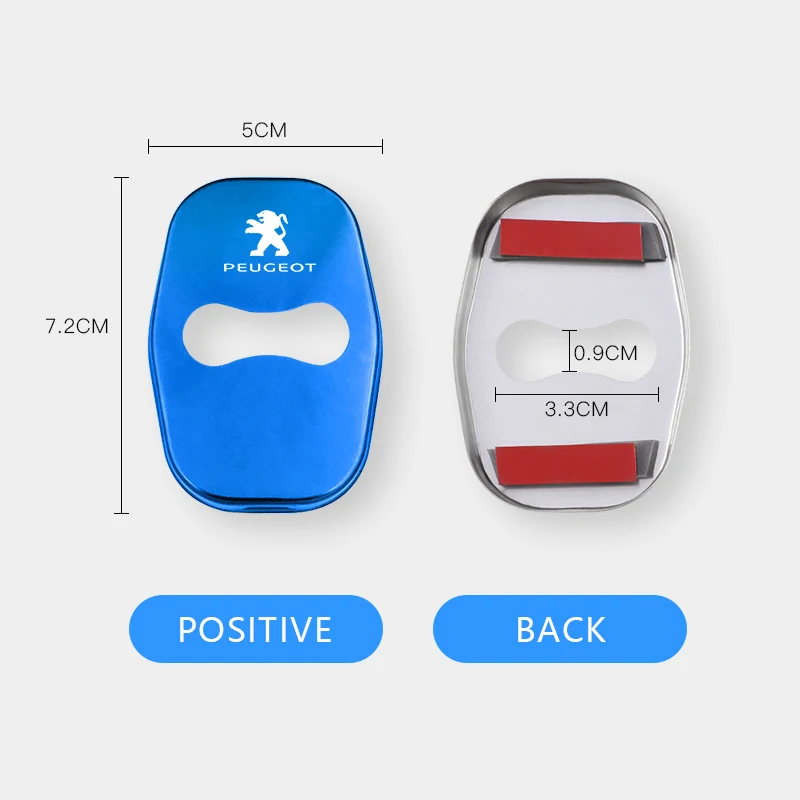 4 SZTUK Osłona zamka drzwi samochodowych Logo Akcesoria ze stali nierdzewnej Do Peugeot 408 4008 308 3008 Rifter 5008 508 2008 208 301 RCZ