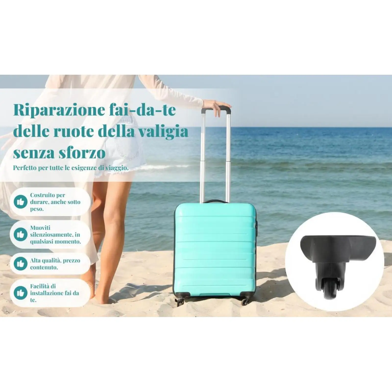 PVC Luggage Suitcase Accessories Universal Mute Swivel Wheels for Repairing Travel Bags and Cases