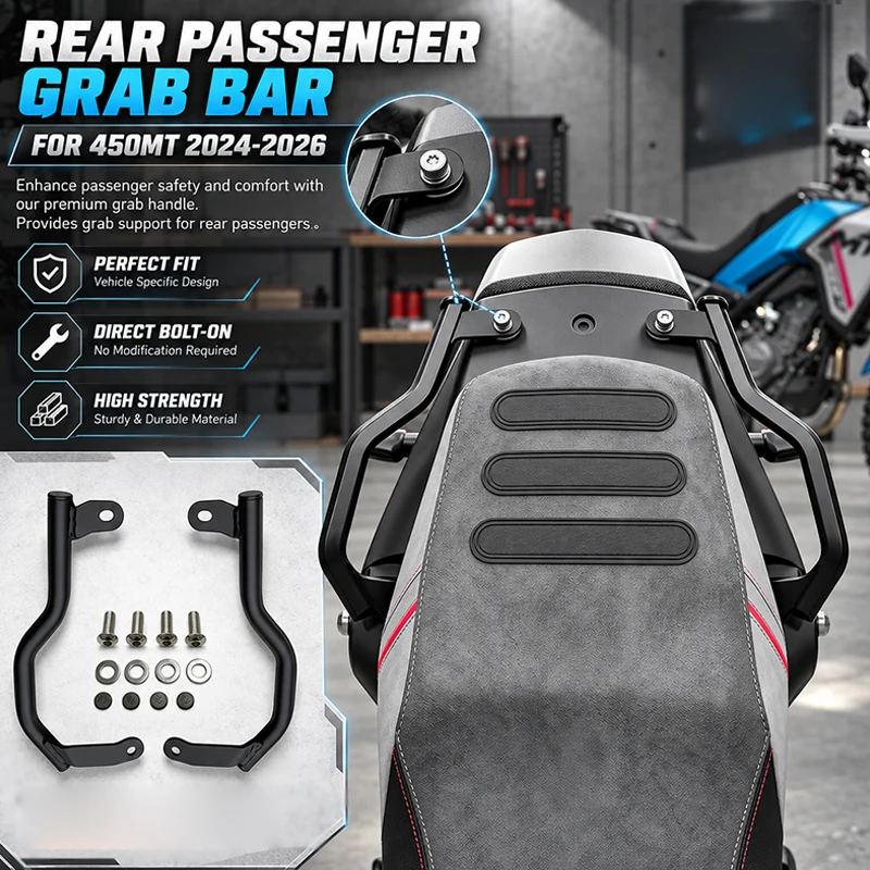 Motorcycle Rear Luggage Rack Tail Rack Passenger Grab Bar Rear Seat Handle Kit Accessories For CFMOTO 450MT MT450 2024 2025 2026
