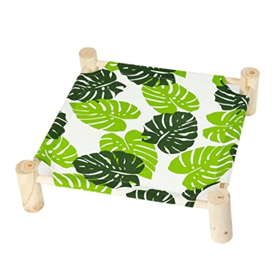 

Cat and Dog Hammock Bed for Small Dogs, Brethable Wooden Cat Pet Elevated Cooling Outdoor Bed Cots Furniture for Summer
