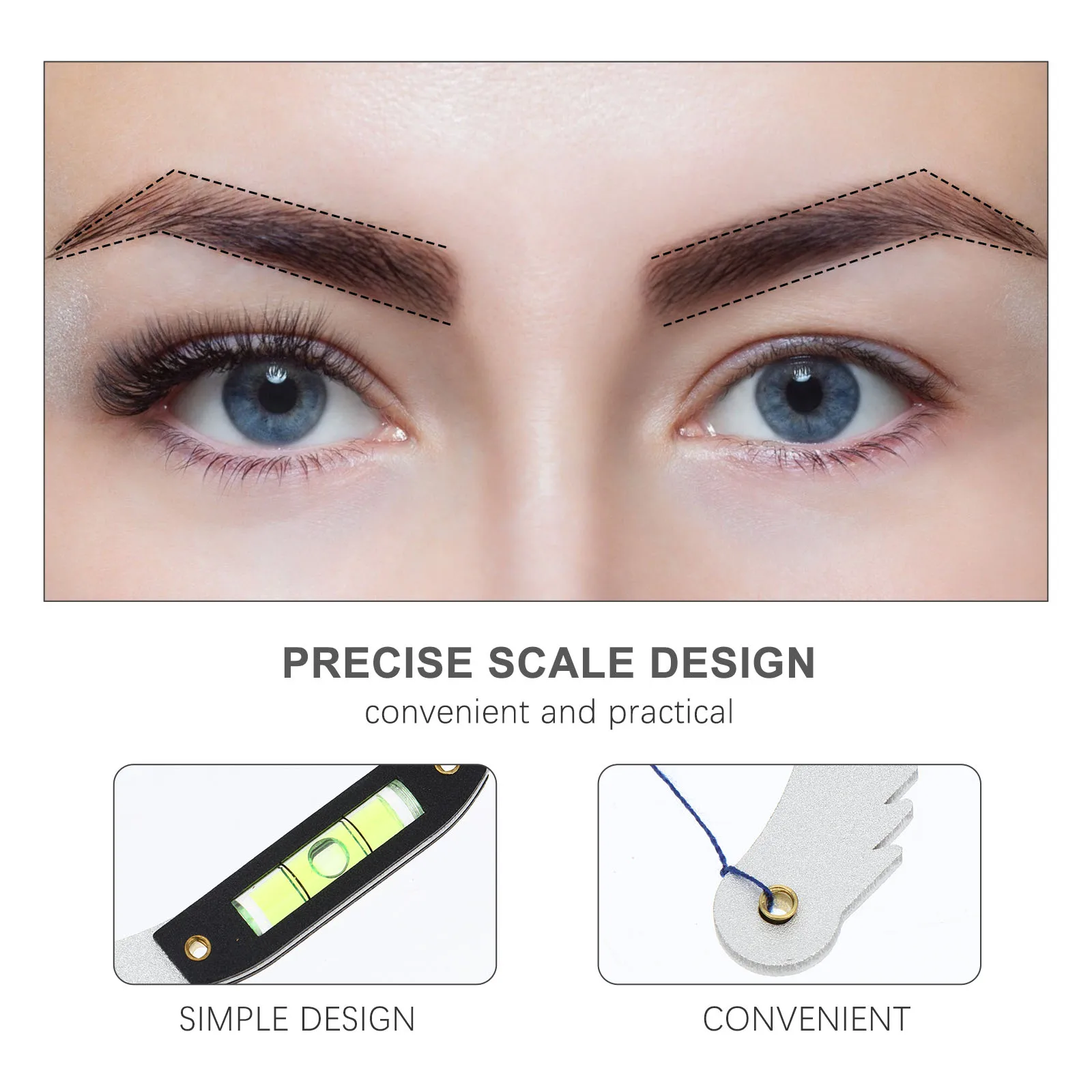 

1pc Horizontal Eyebrow Ruler Metal Measuring Tool Eyebrow Positioning Ruler Symmetrical Design Durable Convenient Accurate Scale