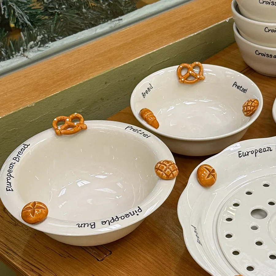 Ceramic Relief Carved Dinnerware Ricel Soup Bowl Saladl Noodle Bowl Breakfast  Bread Corners Design China Origin