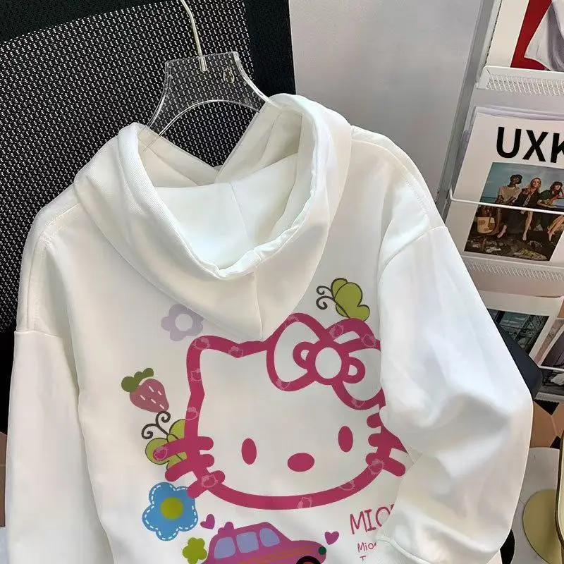 Sanrio Hooded Sweatshirt Hello Kitty Cartoon Style for Older Children in Spring and Autumn New Cute Korean Style Children's Tops