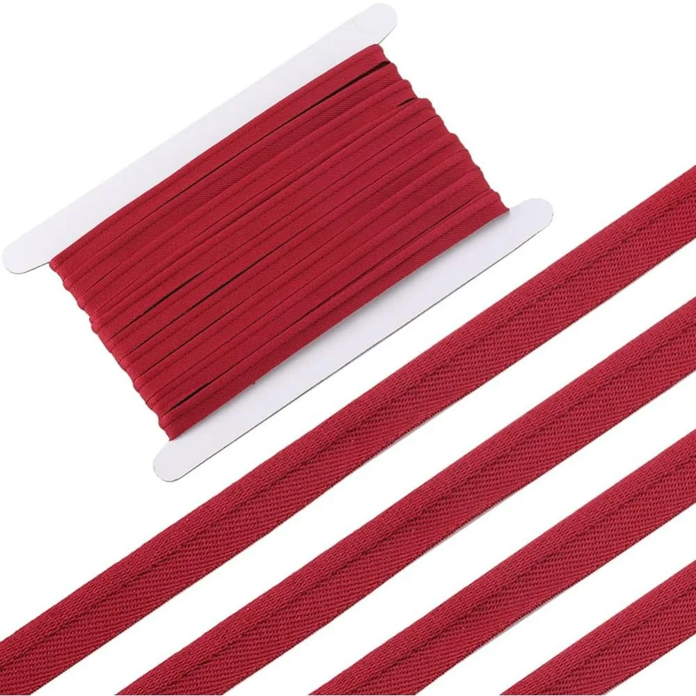 10 Yards * 11 mm Schrägband, dunkelrot, Zierband, Polyesterbänder zum Nähen, Basteln, Bindenband, Säumen, Nähen, Rohren, Quilten