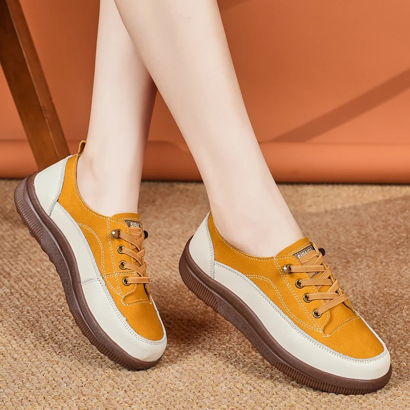 

Women's Casual Lace-Up Walking Shoes, Comfortable Non-Slip Arch Support Sneakers, Breathable Color Block Fashion Shoes for Daily