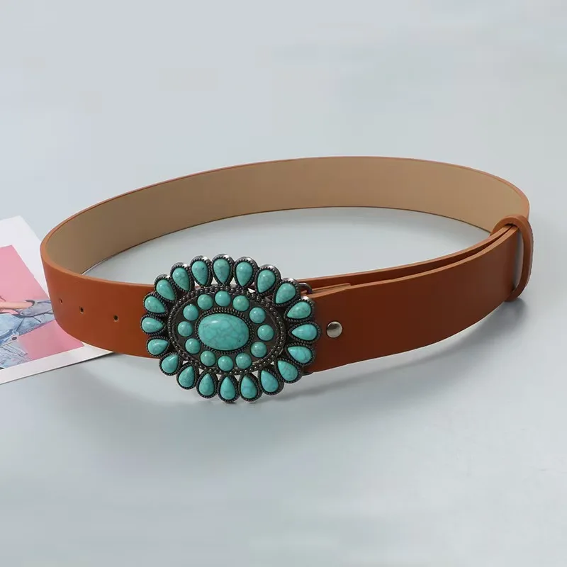 قطعة واحدة من سلسلة الخصر المرصعة على الطراز العرقي، حزام بإبزيم منحوت على طراز القبيلة الهندية الأكثر مبيعًا للنساء، حزام بإبزيم من البولي يوريثان القديم