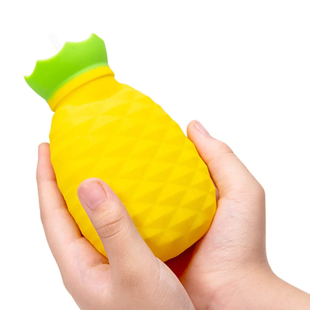 

Silicone Hand Warmer Hot Water Bottle Portable Winter Supply Fun Heating Bag Pineapple
