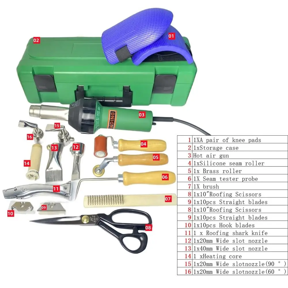 1600W Hot Air Gun Plastic Welding Heat Gun Kit Handheld Tool Organizer Box
