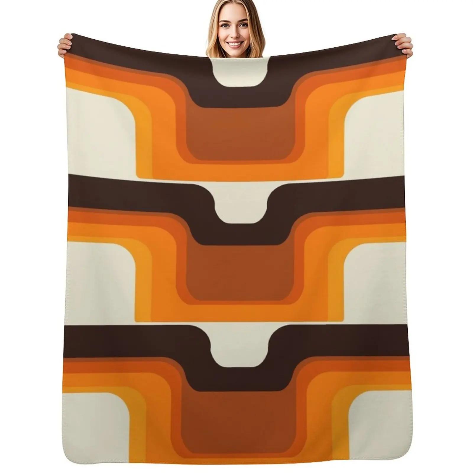 

Mid-Century Modern Meets 1970s Orange Throw Blanket Soft Breathable Blanket for Night Sleeping