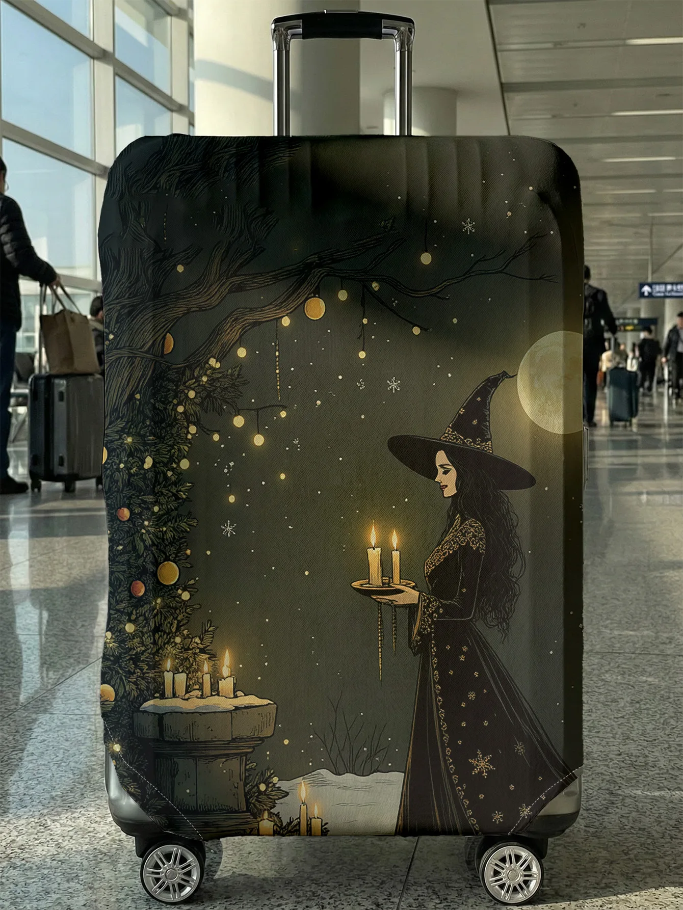 

Witch Candle Christmas Eve Luggage Protection Cover, suitable for 18-32 inch luggage covers, luggage handle gloves, travel acces