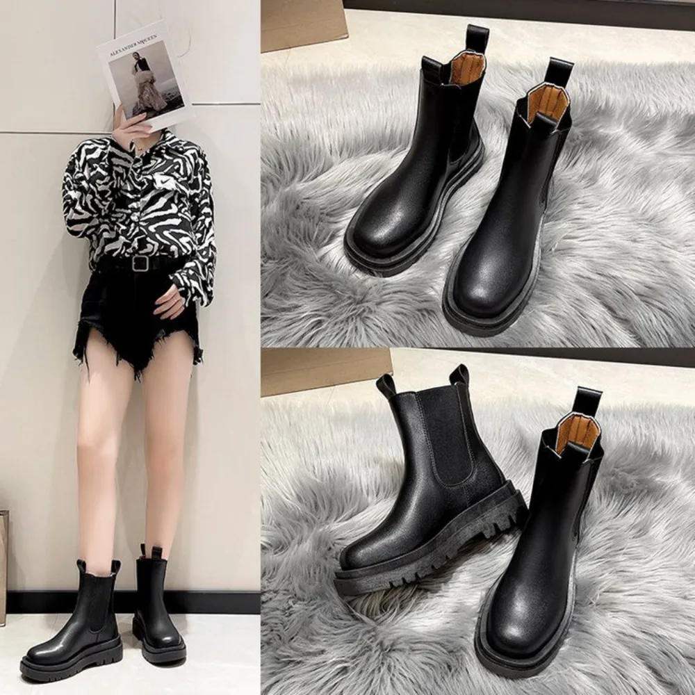 Flat Casual Women Boots Hot Thick Sole Chelsea Boots Women Boots High Quality Fashion Luxury Shoes for Women Zapatos De Mujer