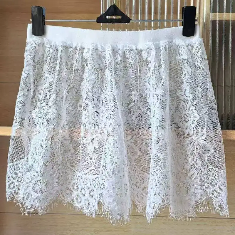 Miniskirt Sexy Transparent Lace Mesh Skirt Shirt Extender Women Summer Mini Black White Short Micro Skirt Ladies Underskirt