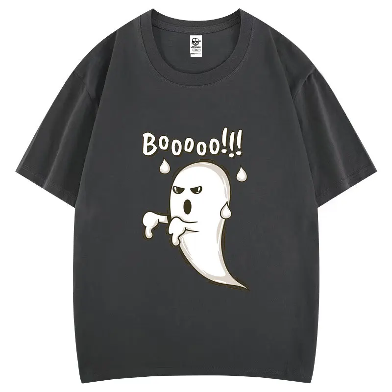 مضحك بو الجمجمة وغيبوبة القطن تي شيرت الفكاهة نمط قصيرة الأكمام س الرقبة قمم مريحة أزياء شعبية محب الشارع الشهير #5