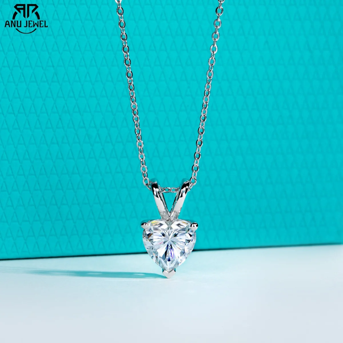 AnuJewel 2ct/3ct/4ct/5ct D Color Heart Cut Moissanite Pendant Necklace 925 Sterling Silver Valentine's Day Gifts for Women