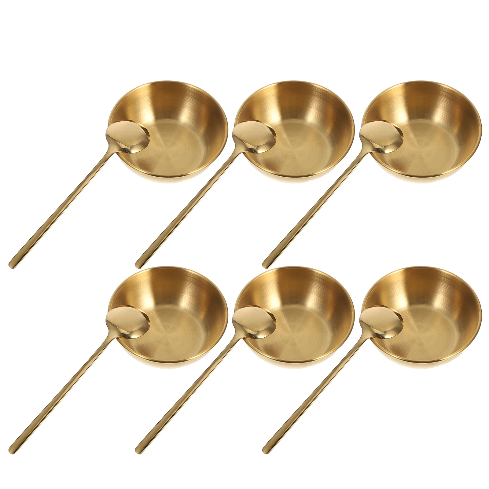 

6 set Golden Seasoning Plate Set 3.26 Inch Stainless Steel Dipping Bowls For Sushi Soy Sauce Dish, Condiment Serving Bowl,