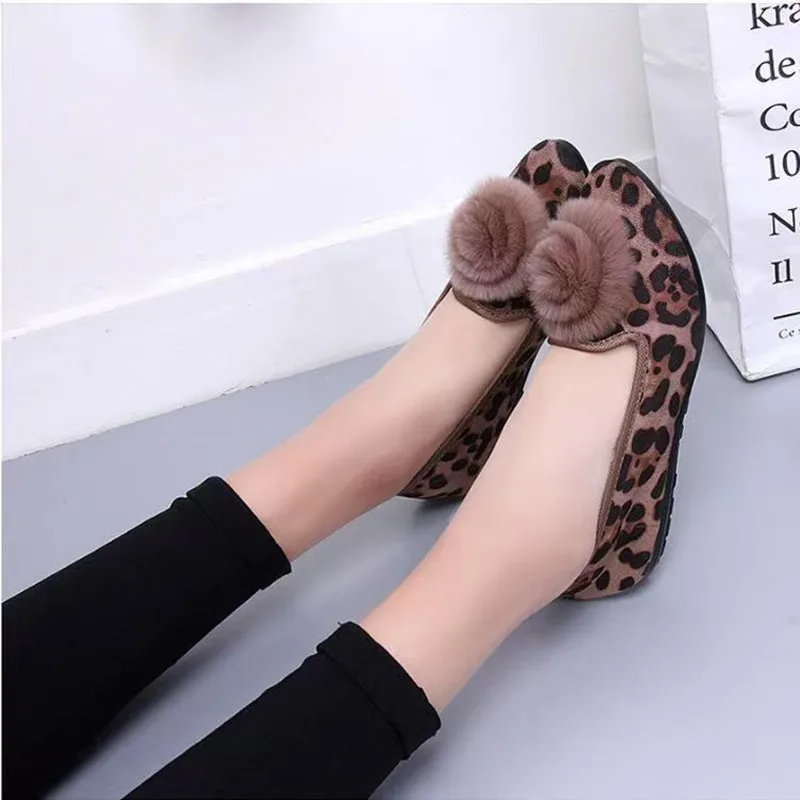 

2025 Spring Autumn Flat Bottom Women's Fashion Leopard Print Comfortable Lightweight Clipped-Toe Baby Shoes