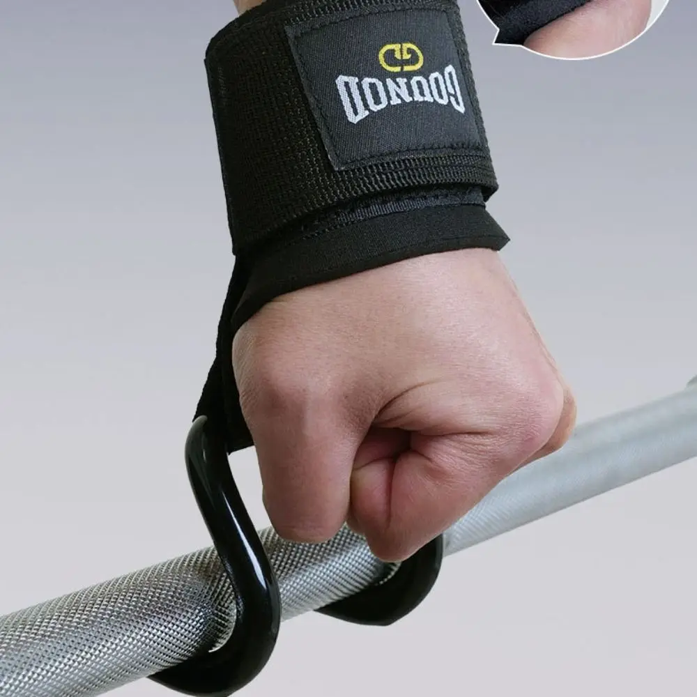 1 زوج سحب ما يصل رفع الأثقال قبضة هوك عدم الانزلاق الأسود مساعد قوة المعصم الحرس مساعد مع هوك الصلب هوك القبضات حزام #1