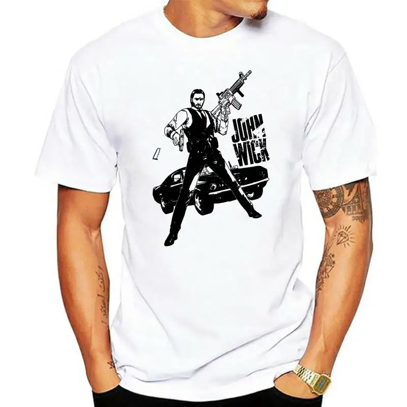 New John Wick Action Thriller Movie Mens T Shirt White Men Short Sleeves T-Shirt Top Tee Basic Tops