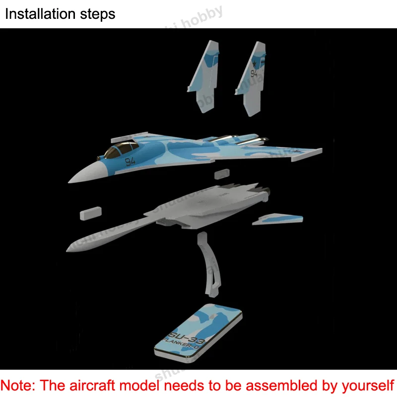 1 Juego de modelo de avión de combate ruso Sukhoi Su-33, pieza de simulación de avión Flanker-D, longitud de 206mm, Kit ensamblado de avión DIY