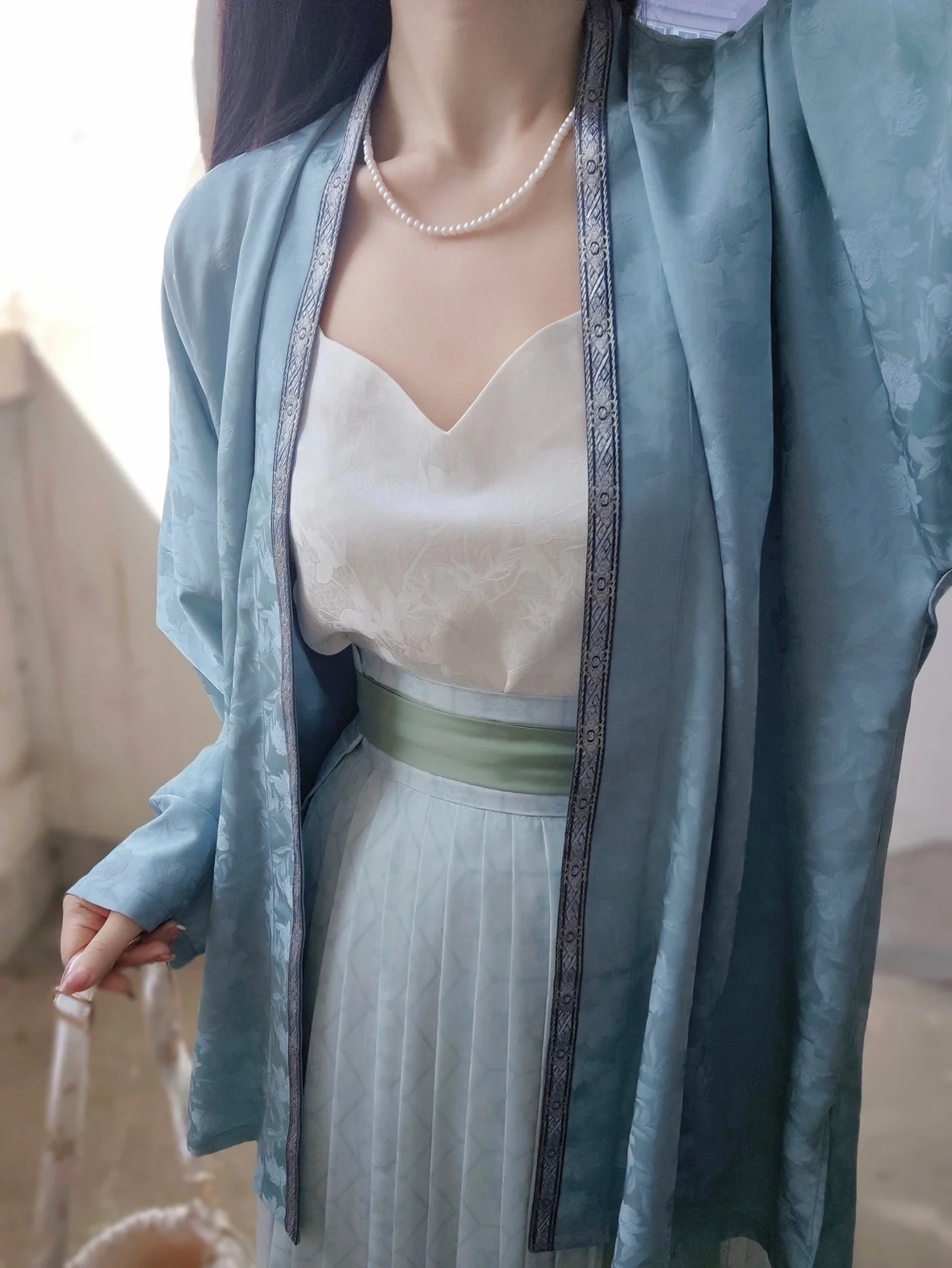 

Song Dynas Sle Hanfu Top Buttoned ort irt Plane Sve Daily Commute Traditional Chinese Culture Loose Fit Regular Le...