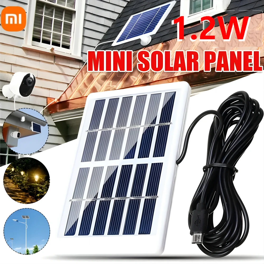 Xiaomi Pannello Solare 1.2W/6V Mini USB Pannello Solare Monocristallino Modulo di Alimentazione Caricatore Esterno Policristallino Cavo da 118,27 pollici