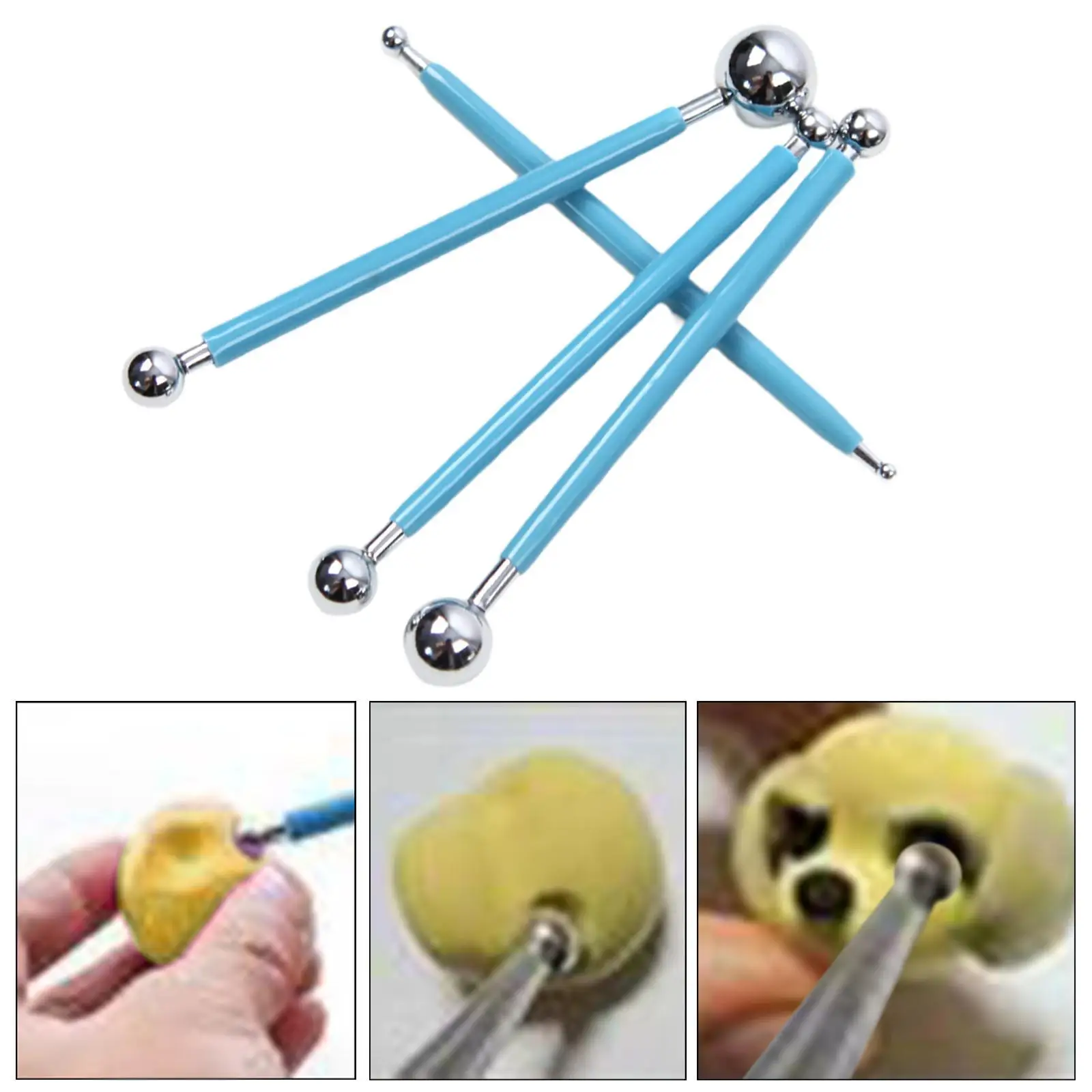 Metal Ball Stylus Dotting Tools Clay Carving Stick Set for Embossing Pottery Polymer Sculpture and Mandala Craft DIY