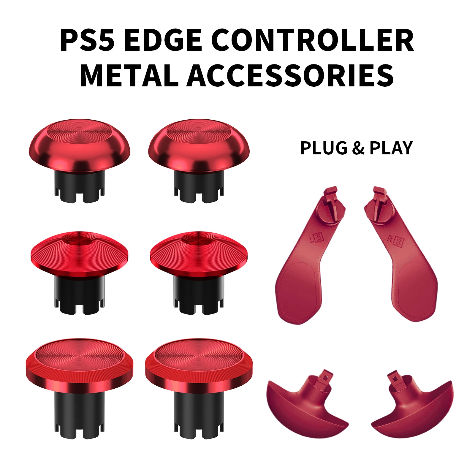 10-in-1 Metal Thumb Stick Joystick Caps for PS5 Edge Controller 6 Swap Sticks 4 Metal Rear Paddle Trigger Button Replacements