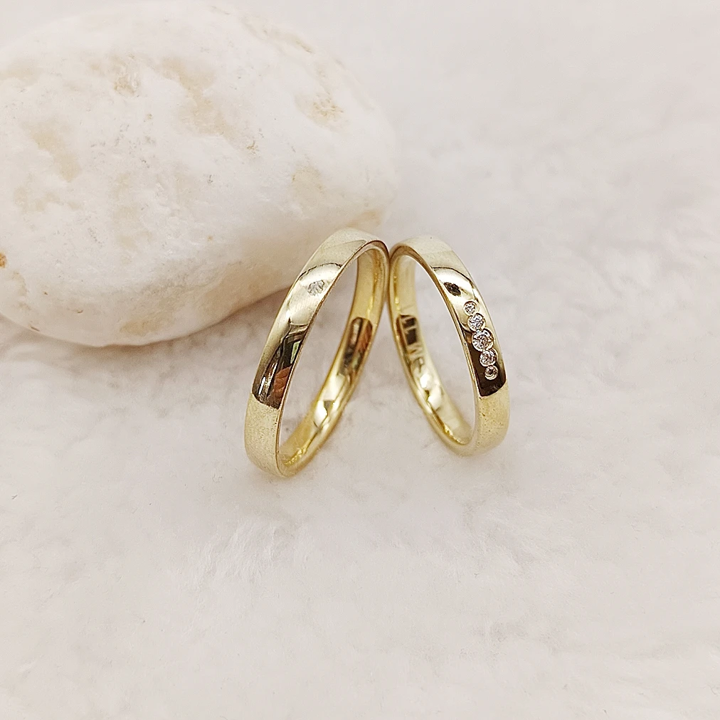 وعد غير قابل للكسر سليم تشيكوسلوفاكيا بيان 925 فضة مجوهرات التحالفات 14K مطلية بالذهب خواتم الزفاف المخصصة للأزواج #2