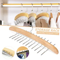 Multifunctional Wooden Hangers With 24 Hooks Belt Underwear Rack Hanger Space Saving Necktie Holder Closet Finishing Organizer