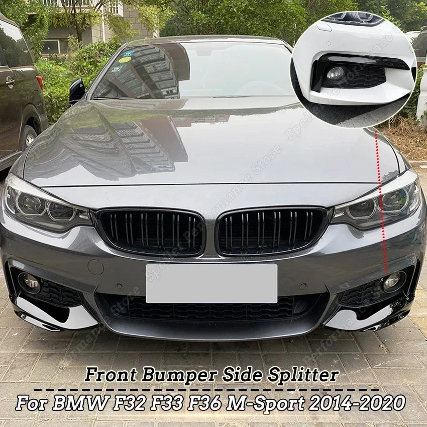 2Pcs Front Bumper Lip Side Spoiler For BMW 4 Series F32 F33 F36 M-Sport 2014-2020 Splitter Diffuser Body Kit Tuning Accessories