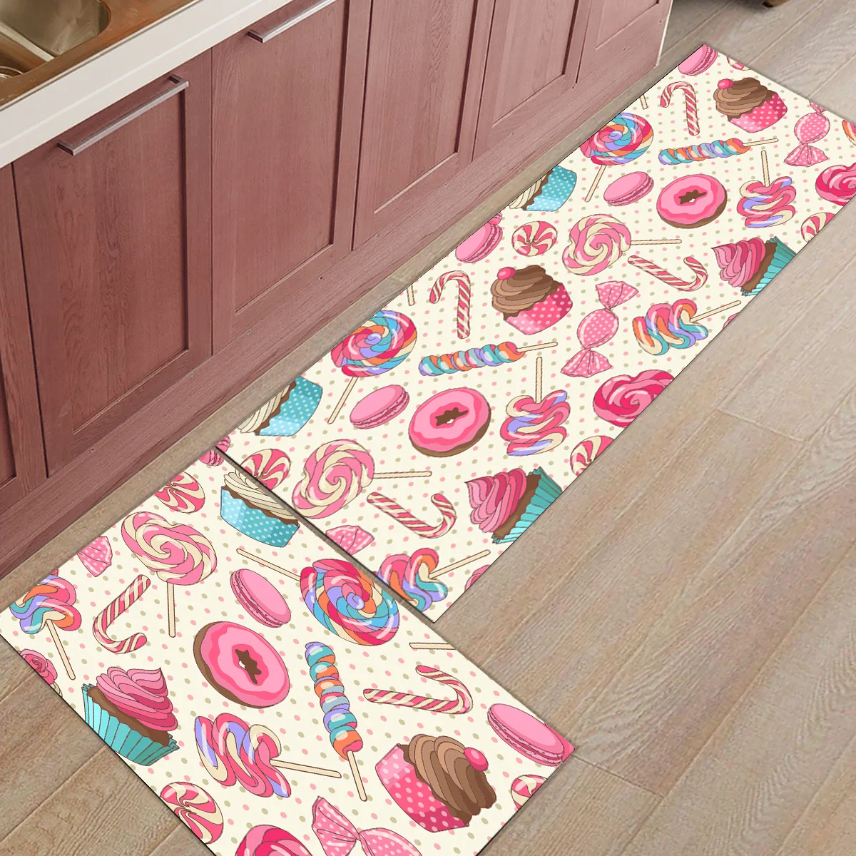 Delicious Food Donut Dots Kitchen Mat Home Entrance Doormat Hallway Bedroom Living Room Decoration Floor Carpet Balcony Long Rug