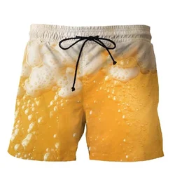 3D Print Funny Beer Beach Shorts For Men Hip Hop Cool Oversized Short Pants Summer Fashion Casual Swim Trunks Male Clothing