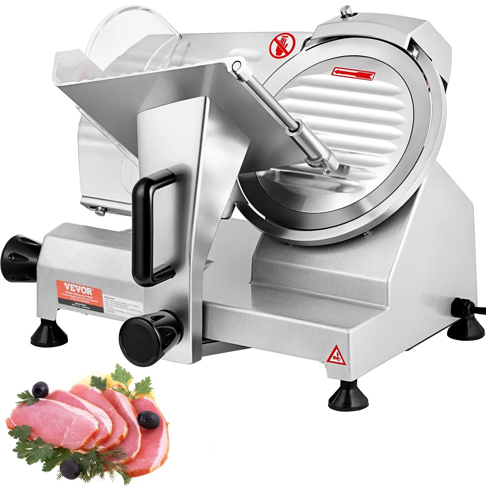 

VEVOR Commercial Meat Slicer, 200W Electric Deli Food Slicer, 350-400RPM Meat Slicer with 8" Carbon Steel Blade, 0 - 0.47 inch A