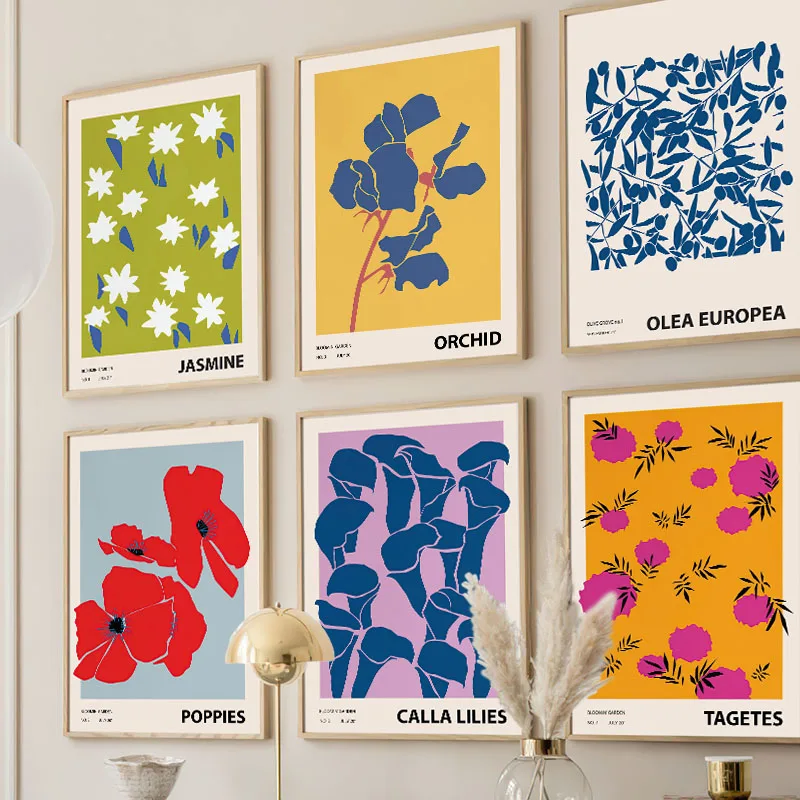 Nordic Art Floral Abstract Flower Market Plant Exhibition Posters and Prints Wall Art Canvas Painting Living Room Bedroom Decor
