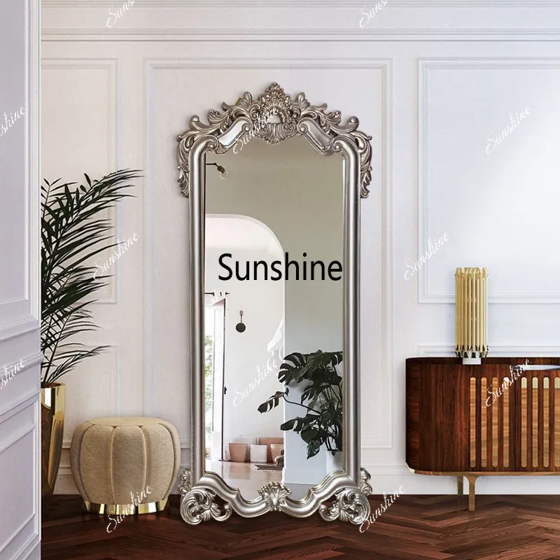 High-end bedroom fitting mirror, American carved wall-mounted changing full-length mirror