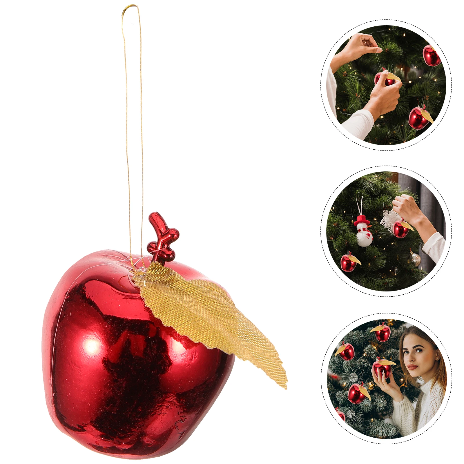 

24pcs Christmas Tree Apple Pendant Decor Red Plating Hanging Ornament For Wedding Party Home Office Decoration Xmas Tree Plastic