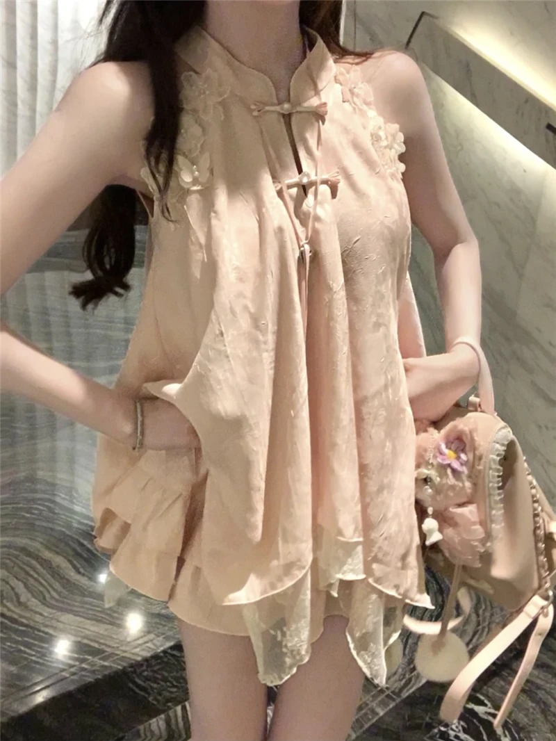 

New Chinese Sle Loose Top ort Skirt Set Summer 2025 Slimming Ele Faionable Two-Piece Women's Clothing Set