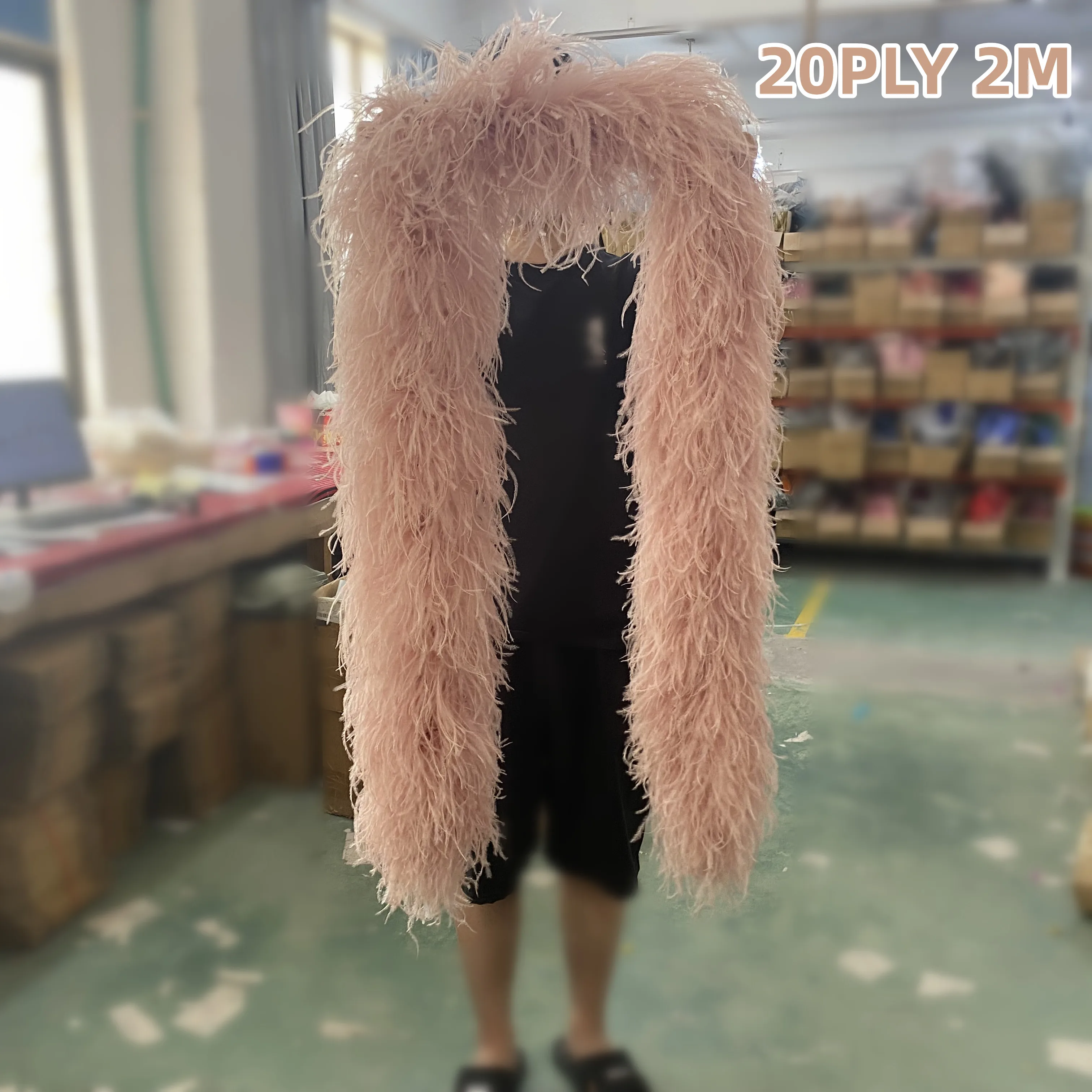 Boas en Plumes d'Autruche Naturelles de 2 mètres Convient pour la Décoration de Jupe de Carnaval Écharpe Moelleux Doux 6-30ply Épaisseur-Rose Foncé,10ply