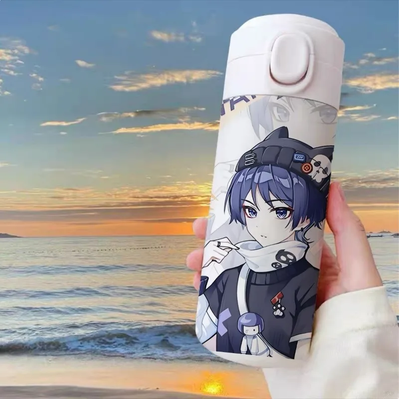 500 مللي Genshin تأثير زجاجة حرارية الفولاذ المقاوم للصدأ الشتاء فونينا كوب عازل المحمولة Kawaii أنيمي كوب ماء أنيمي الطرفية