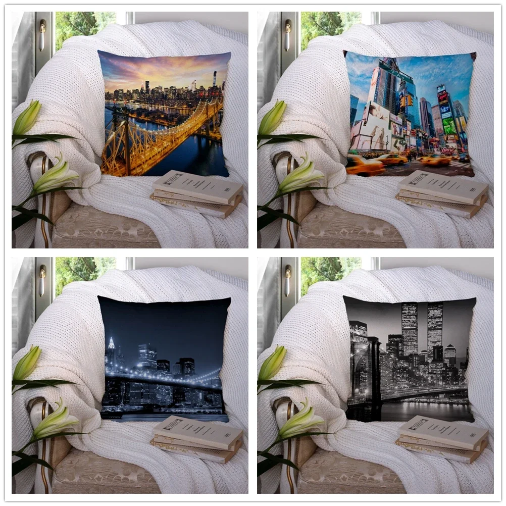 Home Decor New York Night Pillow Covers Cushion  Hotel Car Seat Back Sofa