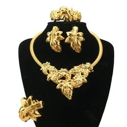 Hot Selling Big Pendant Light Weight Bold Jewelry Sets Women's Wedding Party Banquet Italian Gold Plated Jewelry FHK18984