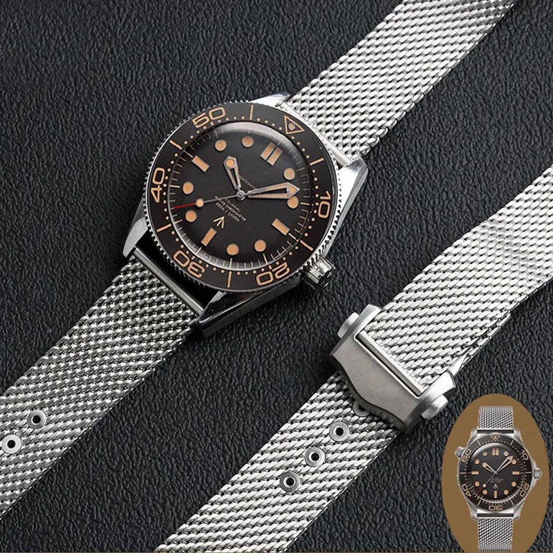 Аксессуары для часов 20 мм, ремешок для Omega 007 Seamaster Diver 300, высококачественный сменный миланский браслет из нержавеющей стали