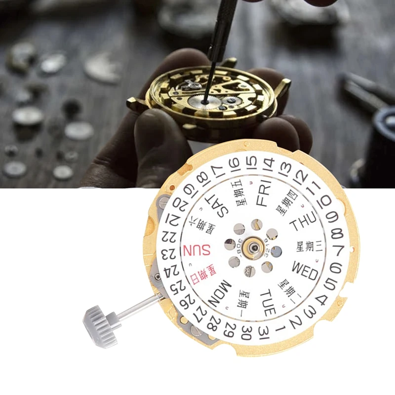 8200 Movement With Calendar Plate+Week Plate+Handle 8200 Double Calendar Automatic Mechanical Watch Movement