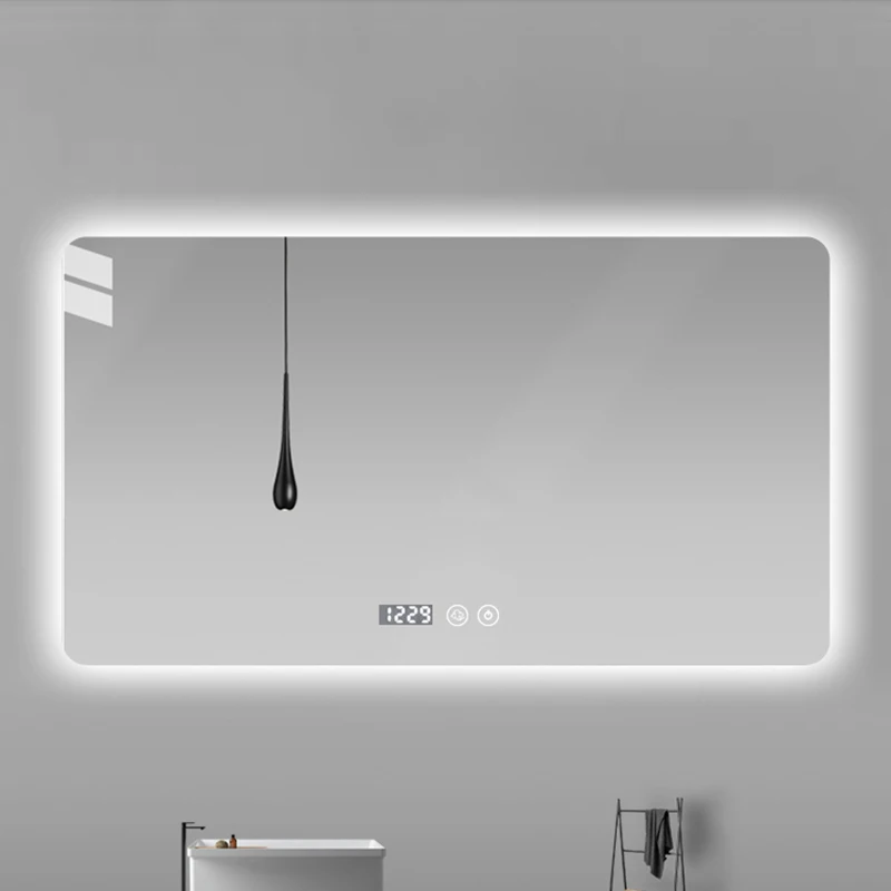 

Smart Fogless Mirror Lights LED Washroom Wall Mounted Bathroom Mirror Aesthetic Clock Miroir Salle De Bain Bathroom Fixtures